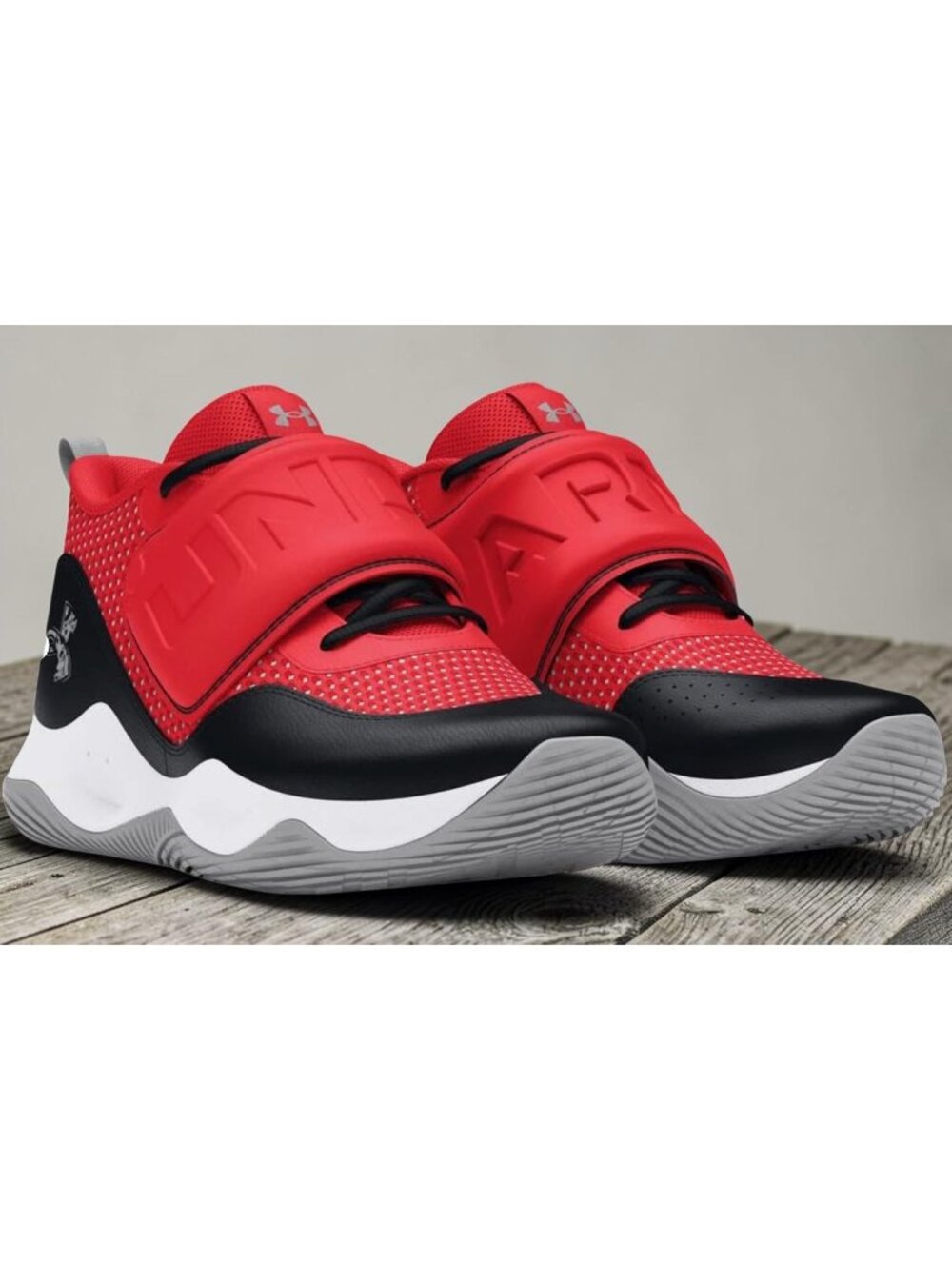 Under Armour Youth Basketball Shoes Red/Black Slip-On Design